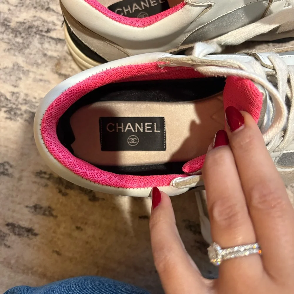Chanel pink white sneakers size 6.5 - Picture 11 of 14